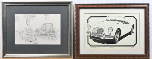 MGA: Two pictures of the MGA. Limited Edition picture by Nick Andrews of a MGA Tourer. Numbered 30 of 975