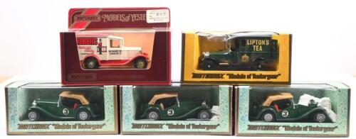 MATCHBOX: A group of five Matchbox Models of Yesteryear models. Limited Edition Y-22 1930 MODEL 'A' FORD VAN in 'ROBBIES CHILDRENS STORE' livery & Y-8 MGTC models