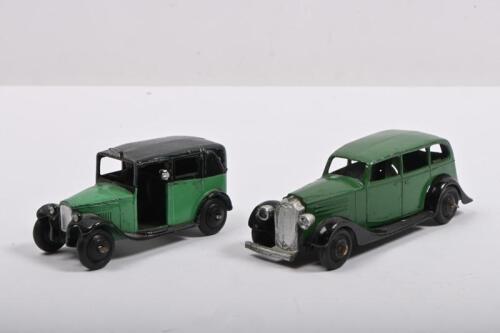DINKY: Two Dinky Toys including 36a Vauxhall Saloon & 36g "Taxi"