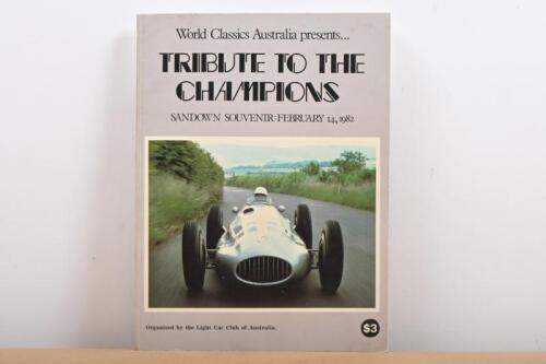 SANDOWN: A 1982 'TRIBUTE TO THE CHAMPIONS - SANDOWN SOUVENIR', February 14, 1982 Program. program signed by Denny Hulme and Alan Jones