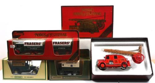 MATCHBOX: Four Matchbox Model of Yesteryear models. Limited Edition Y-27 1922 FODEN 'C' TYPE STEAM WAGON AND TRAILER in 'FRASERS' livery & Harrods models