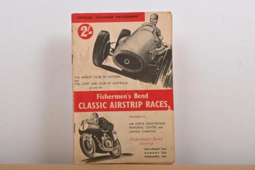 FISHERMEN'S BEND: A rare and original 1955 'Fishermen's Bend CLASSIC AIRSTRIP RACES' Saturday 1st, Sunday 2nd October, Official Programme
