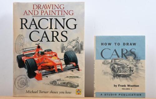 CAR DRAWING: Two books detailing car/racing car drawing and painting. 'DRAWING AND PAINTING RACING CARS' hardcover book by Michael Turner