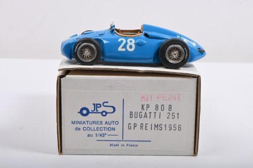 BUGATTI: A fully constructed and detailed 1:43 scale MINIATURES AUTO de COLLECTION white metal BUGATTI 251 GP REIMS 1956 (KP 80 B)