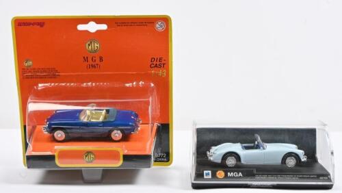 MG: Two 1:43 scale MG models by new-ray. MGA & MGB models
