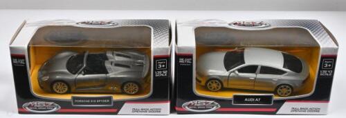 GERMAN CARS: Two MSZ 1:43 scale German cars, Audi A7 and Porsche 918 Spyder