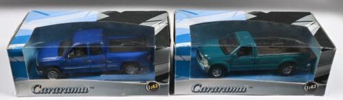 FORD/CHEVROLET: Two 1:43 scale American Pick Up trucks by CARARAMA