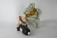 MICHELIN: Two reproduction Michelin Bibendum compressor and figural items