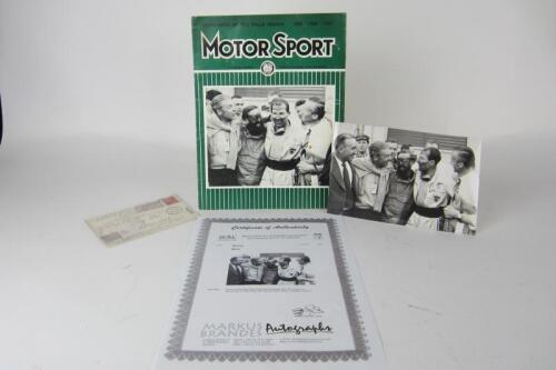 STIRLING MOSS & JENKINS: A photograph from the Daimler-Benz Achieve featuring 1955 Mille Miglia, signed Moss