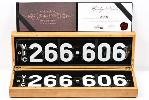Six-digit Victorian&nbsp;heritage enamelled plates &lsquo;266.606&rsquo;, sold with rights to display