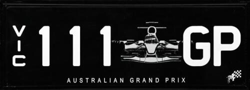 Australian Grand Prix&nbsp;Custom Victorian plates '111 GP', sold with rights to display&nbsp;