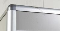 DISPLAY CABINET: A tall glass square display cabinet, fitted with two glass shelves, storage cabinet compartment and lights - 2