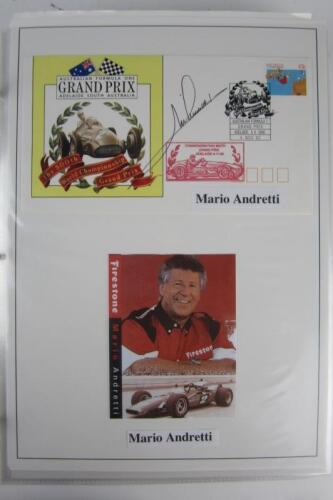 MOTOR RACING AUTOGRAPHS: An album of motor sport autographs. Includes Brabham, Hulme, Gardner, Hunt autographs