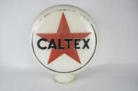 CALTEX: A rare French double sided glass petrol pump globe in Caltex livery