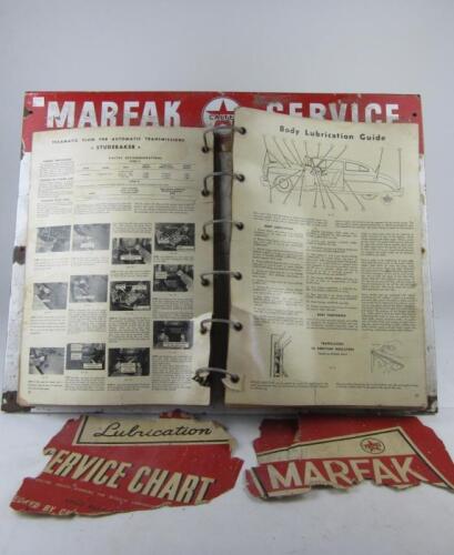 CALTEX: A rare large 'Marfak Lubrication Service Chart book on enamaled base
