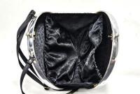 A decorative lined ladies handbag constructed from two Mercedes-Benz hubcaps, 25cm diameter, by automotive artist Terry Lawrie - 3