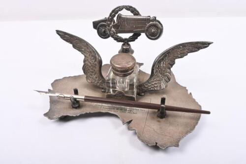 An important early inkwell form racing trophy, inscribed &ldquo;L.C.C.A 1933 AUSTRALIAN GRAND PRIX 200 Mile Road Race