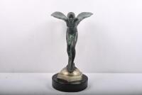A showroom proportion sized impressive modern Spirit of Ecstasy metal figurine on black granite base, 49cm high overall - 2