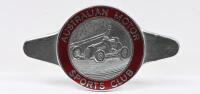 AMSC: A rare circa 1950s "Australian Motor Sports Club" badge featuring an Austin 7 style special enamel and chrome on brass, stamped verso: K. G. LUKE, MELBOURNE 7 x 13cm