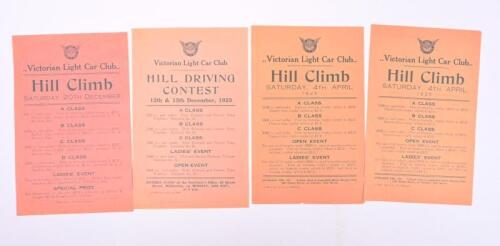 VICTORIAN LIGHT CAR CLUB: A group of four 1925 Victorian Light Car Club sheets