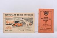 1935: Three items relating to the 1935 'CENTENARY THREE HUNDRED, PHILLIP ISLAND'. Original 1935 'CENTENARY THREE HUNDRED, PHILLIP ISLAND' Official Programme & LIGHT CAR CLUB OF AUSTRALIA 1935 'CENTENARY THREE HUNDRED MILE ROAD RACE' Rules and Regulations
