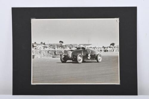 1950 AGP: An original black and white photograph of Doug Whiteford driving a Ford V8 Special - 'Black Bess' - to first Australian Grand Prix victory in 1950