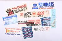 STICKERS/ADHESIVES: A interesting collection of stickers and adhesives from Australian motor sport events. 'HARDIE FERODO 1000, SUNDAY OCT.5', REPCO RELIABILITY TRIAL AUG 79' stickers