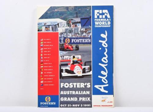 1991 AGP: An original 'FOSTER'S AUSTRALIAN GRAND PRIX, OCT 31-NOV 3 1991' Official Programme