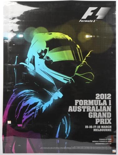 AGP 2012: An original 2012 FORMULA 1 AUSTRALIAN GRAND PRIX 15-16-17-18 MARCH MELBOURNE' laminated promotional poster