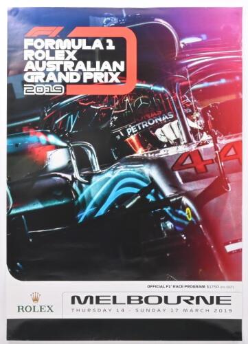 2019 AGP: An original 2019 Australian Grand Prix promotional poster - 'FORMULA 1 ROLEX AUSTRALIAN GRAND PRIX 2019, MELBOURNE, MARCH 2019'