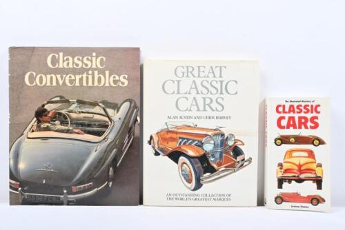 CLASSIC CARS: Three soft and hardcover books detailing classic cars. 'GREAT CLASSIC CARS' hardcover book by Alan Austin and Chris Harvey