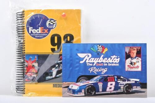 AMERICAN RACING: Two items related to American Racing. 1998 CART Championship Series MEDIA GUIDE & 'Raybestos - The best in brakes Racing' profile card featuring driver Sterling Marlin and Stavlos Brothers Racing Team car