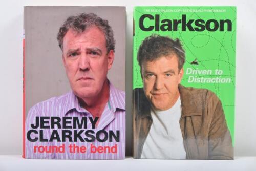 CLARKSON: Two hardcover books related to Jeremy Clarkson. 'Driven to Distraction' by Jeremy Clarkson. Jeremy Clarkson signature