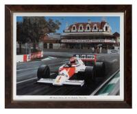LAUDA: A print after the original by Eric Irvine titled - 'Niki Lauda's last race, the 1985 Australian Grand Prix.'. Hand numbered 64/1000