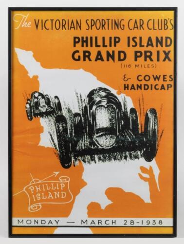 PHILLIP ISLAND: Two reproduction posters for the AUSTRALIAN GRAND PRIX. As held at Phillip Island 1931 & 1938