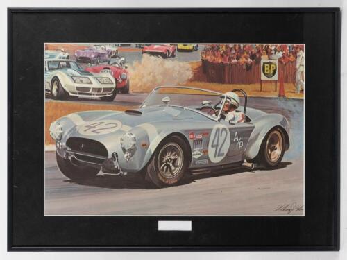 COBRA: An interesting 1981 print of a painting by William J. Sims - a 1966 AC Cobra Carroll Shelby 427/428