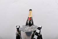 HANDBAG: A novel hand bag in the shape of a champagne bottle on ice with ice bucket by automotive artist Terry Lawrie - 2