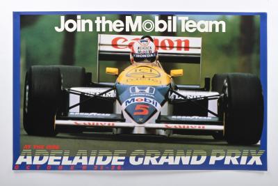 1986 AGP: A 1986 ADELAIDE GRAND PRIX, OCTOBER 23 - 26 promotional poster - 'Join the Mobil Team'