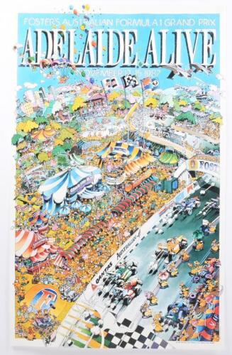 1987 AGP: An original 'FOSTER'S AUSTRALIAN FORMULA 1 GRAND PRIX ADELAIDE ALIVE, NOVEMBER 12-15 1987' promotional poster