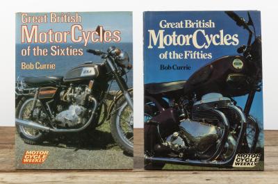 BRITISH MOTORCYCLES: Two hardcover books by Bob Currie detailing British Motorcycles. Titles include 'GREAT BRITISH MOTORCYCLES OF THE FIFTIES' & 'Great British Motorcycles of the Sixties'