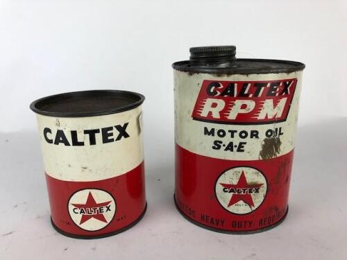 CALTEX: Caltex grease tin and 'Caltex RPM' oil can
