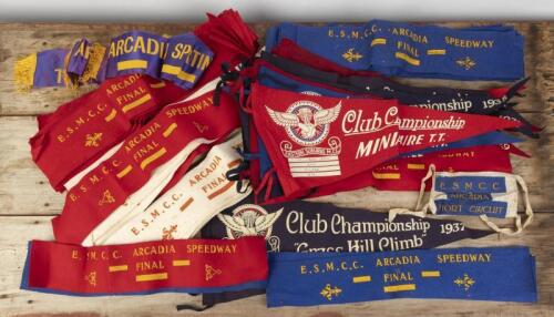 AWARDS: A large collection of fabric sashes and flags from Eastern Suburbs M.C.C and M.C.C Arcadia Speedway