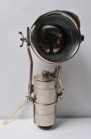 LUCAS: A fine early Lucas acetylene motorcycle lighting setup, comprising No. 51 remote generator with twin brackets attached to peaked headlamp No. 351