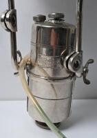 LUCAS: A fine early Lucas acetylene motorcycle lighting setup, comprising No. 51 remote generator with twin brackets attached to peaked headlamp No. 351 - 5