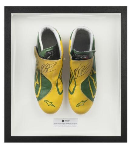 RICCIARDO: A pair of Daniel Ricciardo signed replica race boots from 2019 F1 Australian Grand Prix