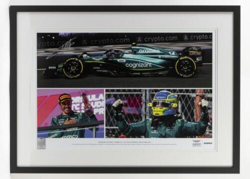 ALONSO: A Limited Edition, 73/100, colour picture titled - 'FERNANDO ALONSO - FORMULA 1 STC SAUDI ARABIA GRAND PRIX 2023' - depicting Alonso winning his 100th podium at the 2023 Saudi Arabian Grand Prix. Fernando Alonso signature