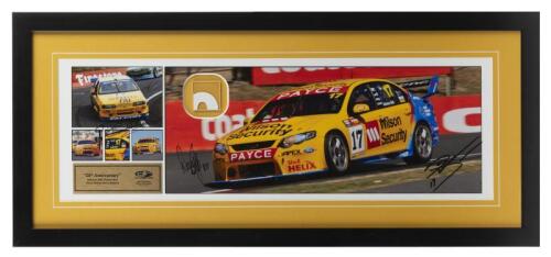 WALL/JOHNSON: A Limited Edition picture collage by Retro Livery Series featuring DICK JOHNSON RACING Ford Falcons. Collage signed by Dick, Steven Johnson & David Wall. Numbered C of 17/17