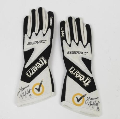 MOFFAT: A pair of James Moffat signed freem racing gloves as worn during the 2012 International V8 Supercar Championship Series. CoA signed by Jaes Moffat, Dick Johnson & Dr Ryan Story
