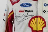 SLADE: A OMP racing suit as worn by Tim Slade during the 2020 Virgin Australia Supercars Championship for DJR Team Penske, Shell V-Power Racing Team. Suit signed by Dick Johnson to front. CoA - 3