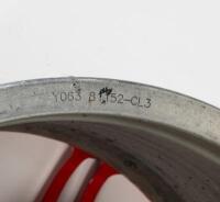 DJR: A RACER INDUSTRIES TEAM DYNAMICS SUPERCARS red racing wheel from Dick Johnson Racing's 1000th Race at 2022 Bathurst 1000. Dick Johnson signatures. CoA - 4